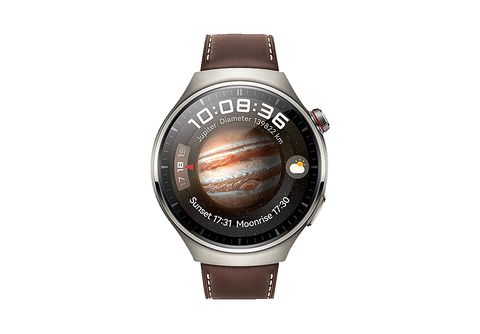Smartwatch HUAWEI Watch 4 Pro Armband, Titanlegierung Leder Braun LTE 48mm Smartwatch, | Classic MediaMarkt Gehäuse, Dunkel