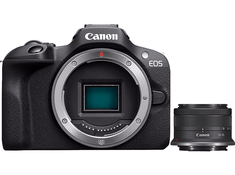 Canon EOS R100 Systemkamera mit RF-S 18-45mm f4.5-6.3 IS STM Objektiv; Systemkamera Set