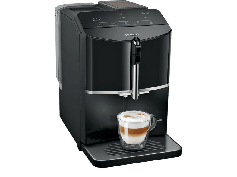 Siemens TF301E19 Kaffeevollautomat (Klavierlack schwarz, Keramik-Mahlwerk, 15 bar, integrierter Milchbehälter)