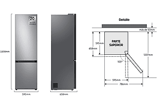 Frigorífico Combi | Samsung BESPOKE SMART AI RB38C7B6BS9/EF, Twin ...