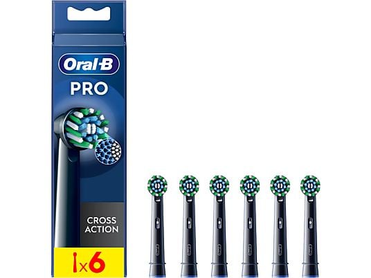 Recambio para cepillo dental - Oral-B Pro CrossAction, Cabezales De Recambio, 6 Unidades, Negro
