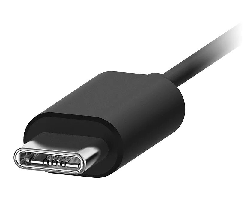 Czarny konektor USB-C.