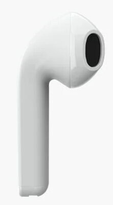 Biała słuchawka w zbliżeniu, na białym tle.