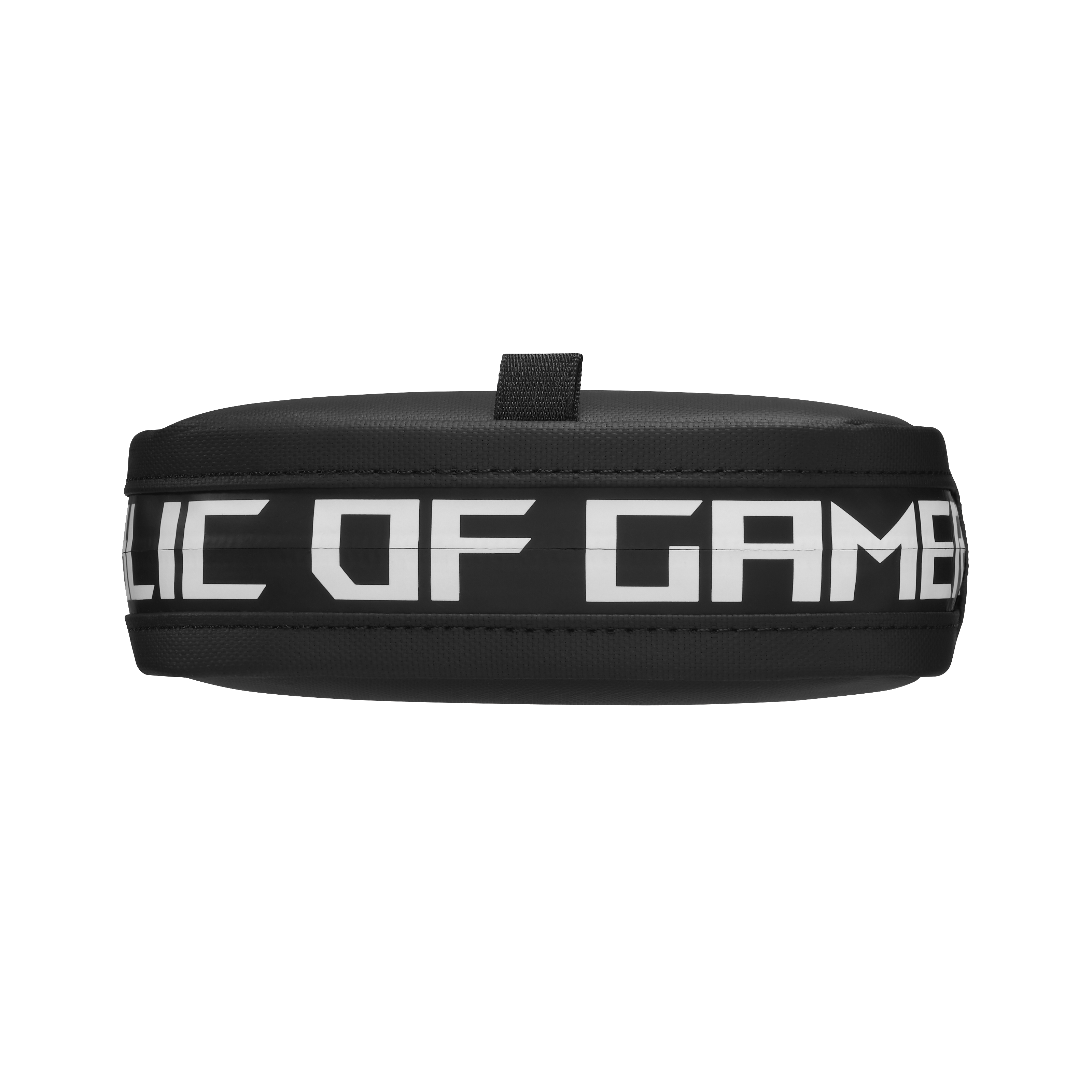 Eine schwarze ROG (Republic of Gamers) Zubehörtasche mit dem ROG-Logo in Weiß.