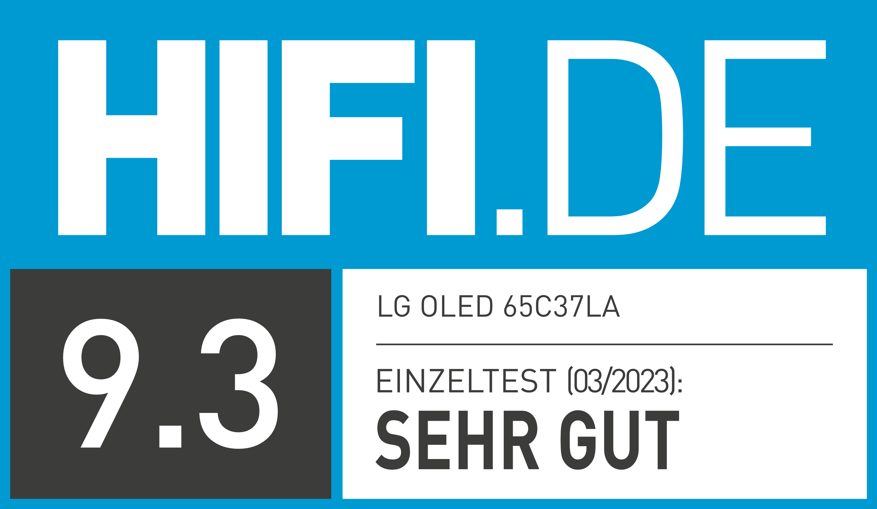 HiFi.DE, LG OLED 65C37LA, 9.3, Einzeltest (03/2023): Sehr gut.