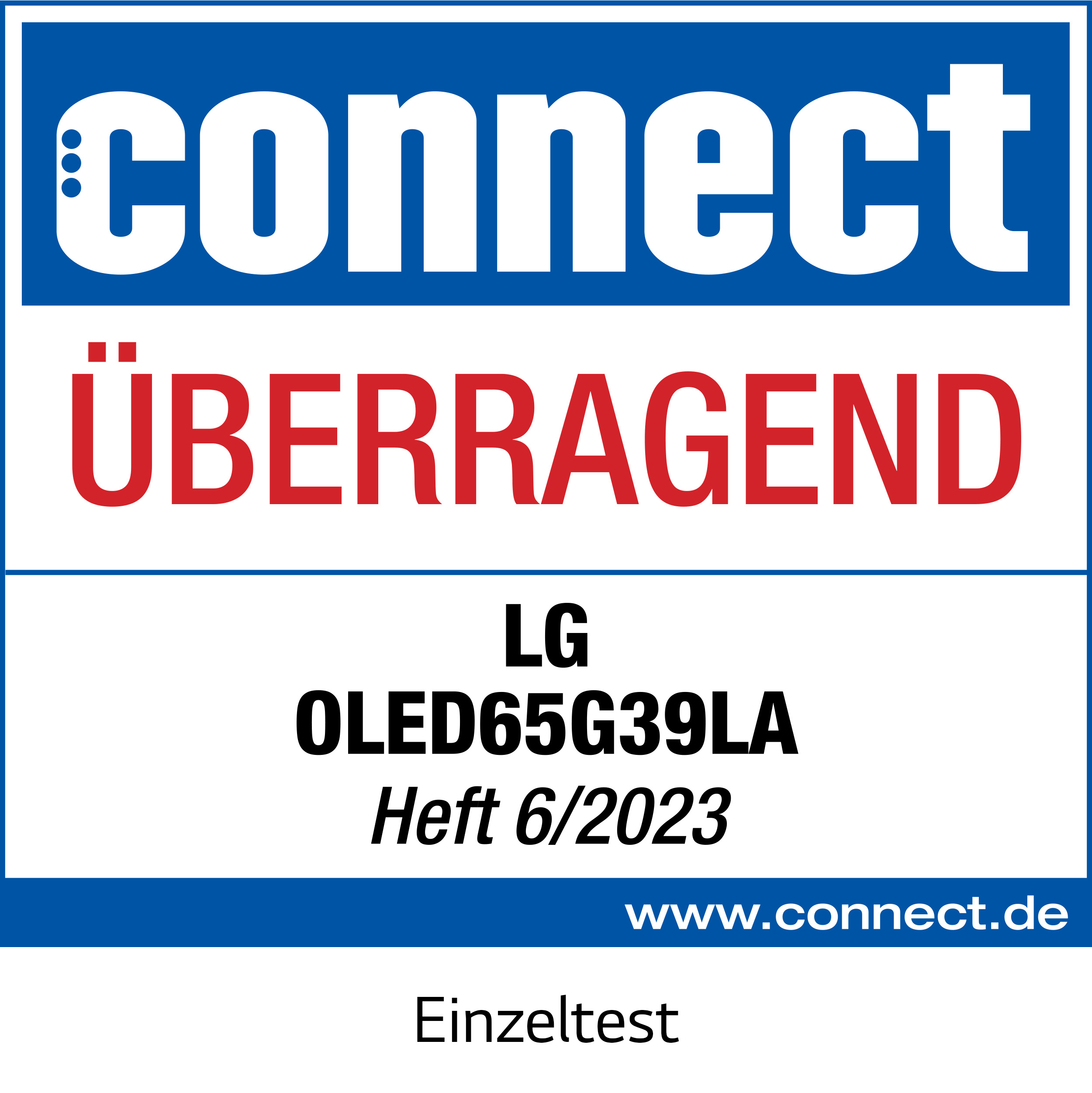 Connect, überragend, LG OLED65G39LA, Heft 6/2023, Einzeltest.