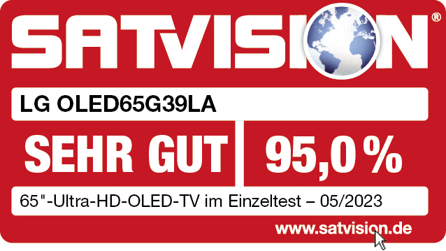 SATVISION, LG OLED65G39LA, Sehr gut 95,0%, 65"-Ultra-HD-OLED-TV im Einzeltest - 05/2023.