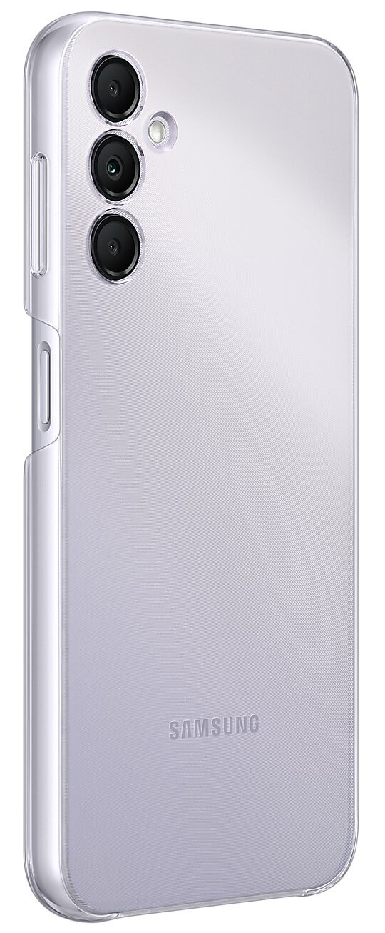 Jasnofioletowe etui na telefon, z trzema obiektywami z tyłu i logo Samsung.