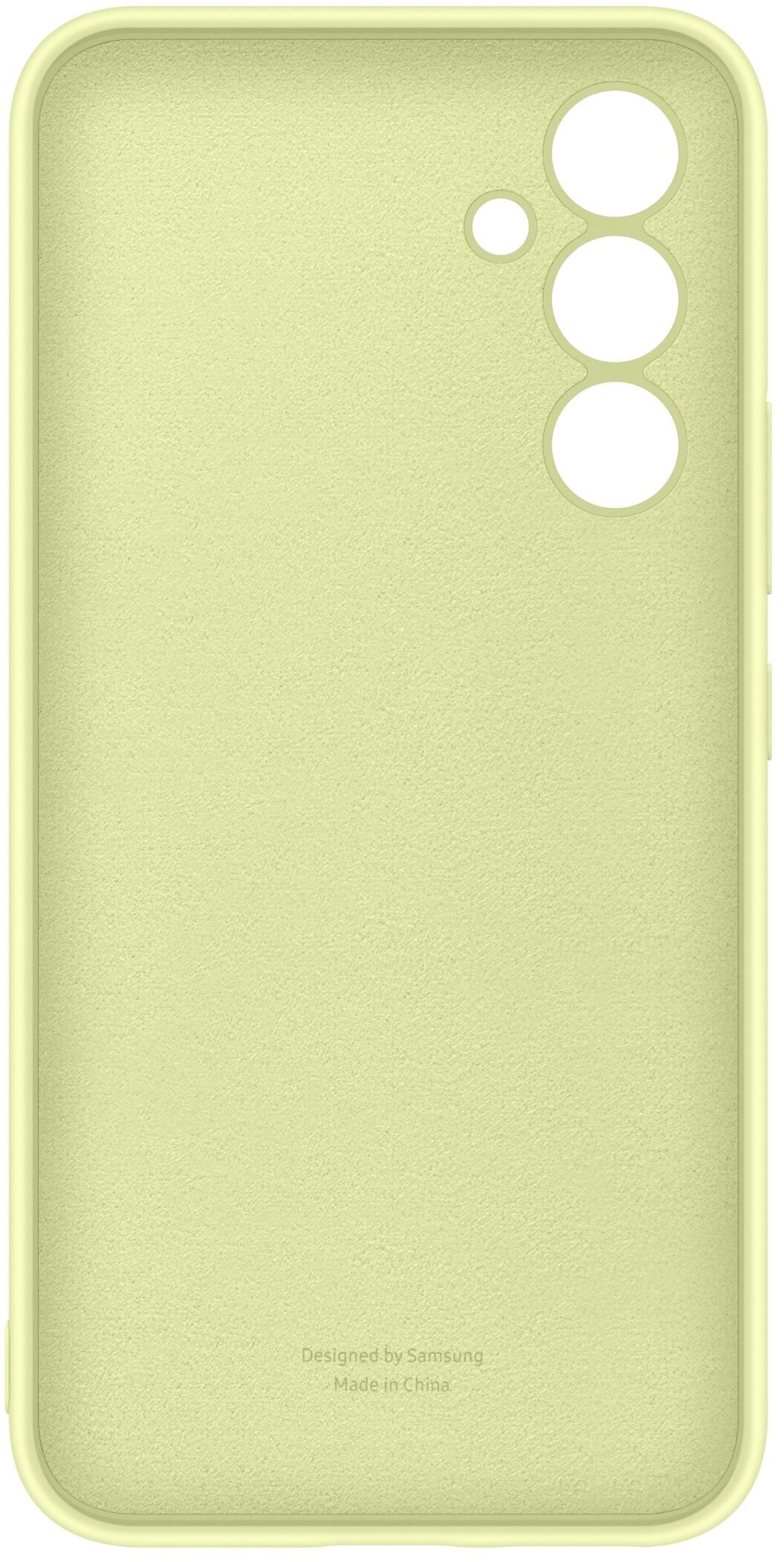 Jasnozielone etui na telefon z trzema otworami na aparat.