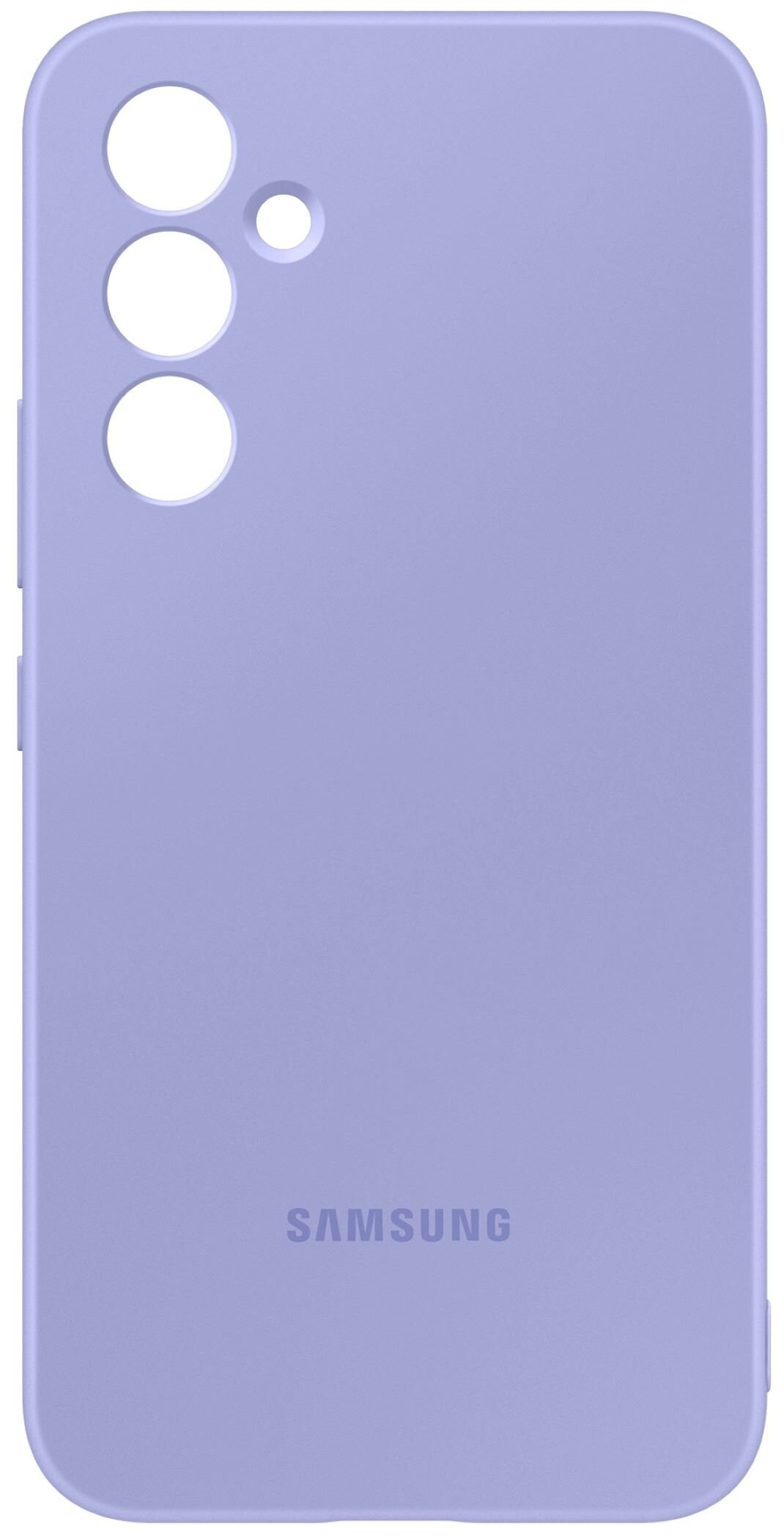 Jasnofioletowe etui na telefon z trzema wycięciami na aparat i logo SAMSUNG.