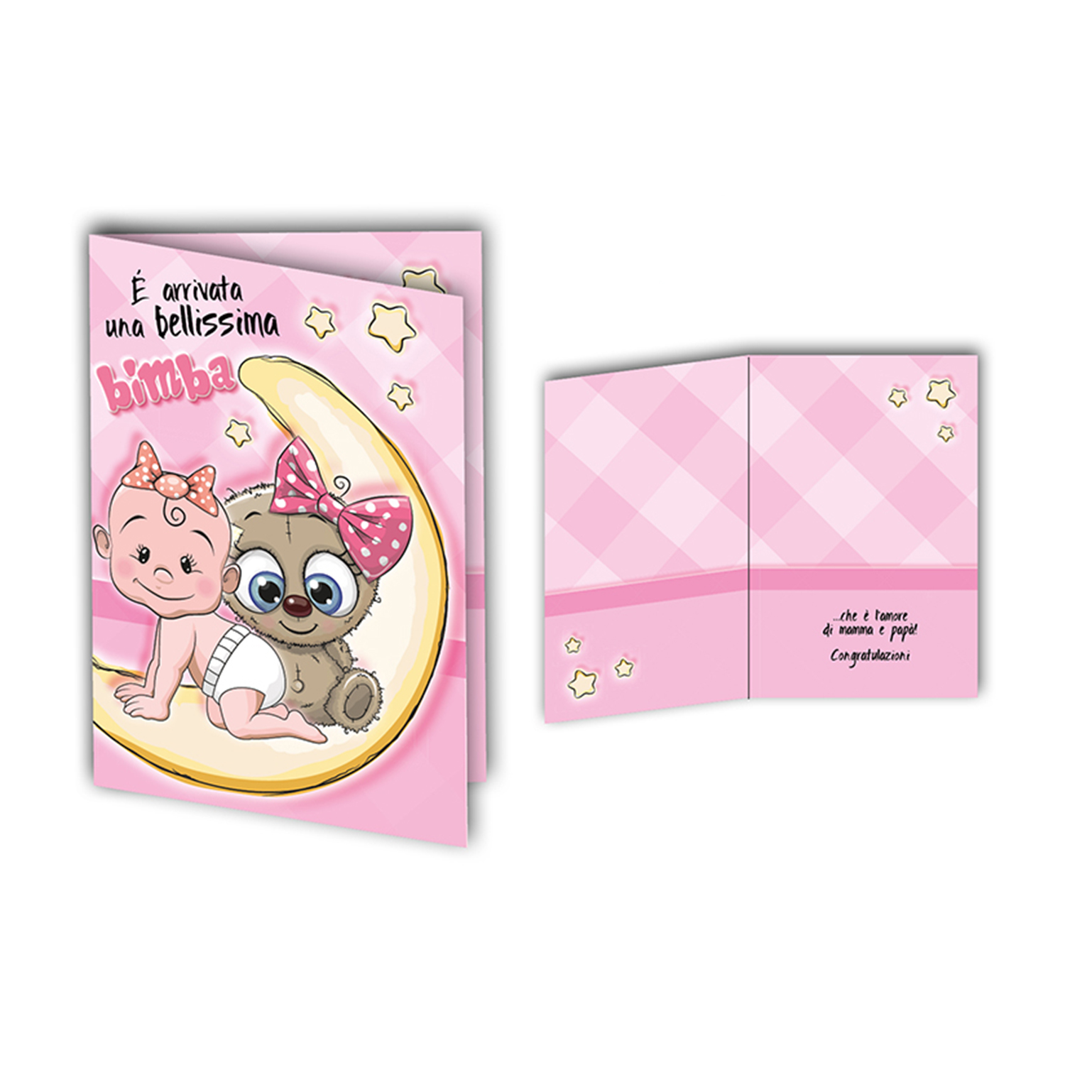 Biglietto Auguri Origami Surprise Nascita Femminile Glitter