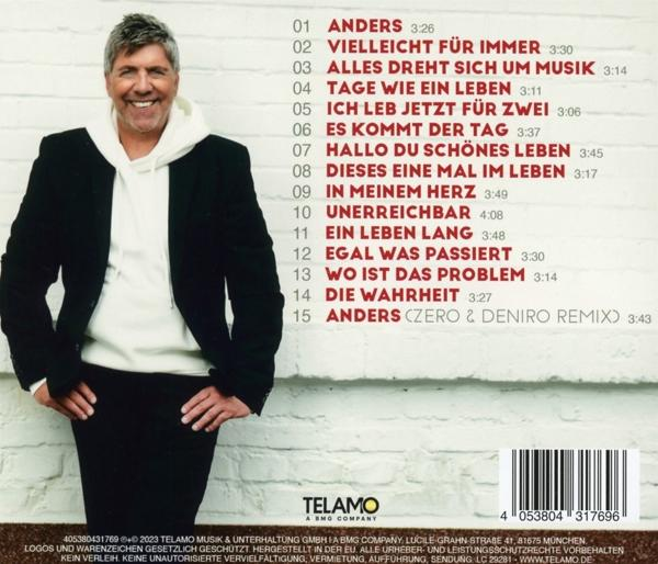 Albumcover mit einem Mann und einer Liste von Liedern.