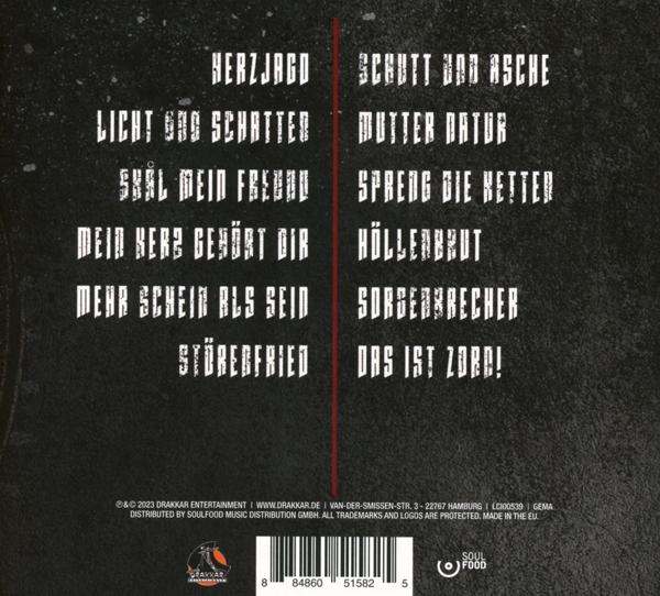 Text mit Songtiteln auf einem Musikalbum, mit einem Soulfood-Logo unten.