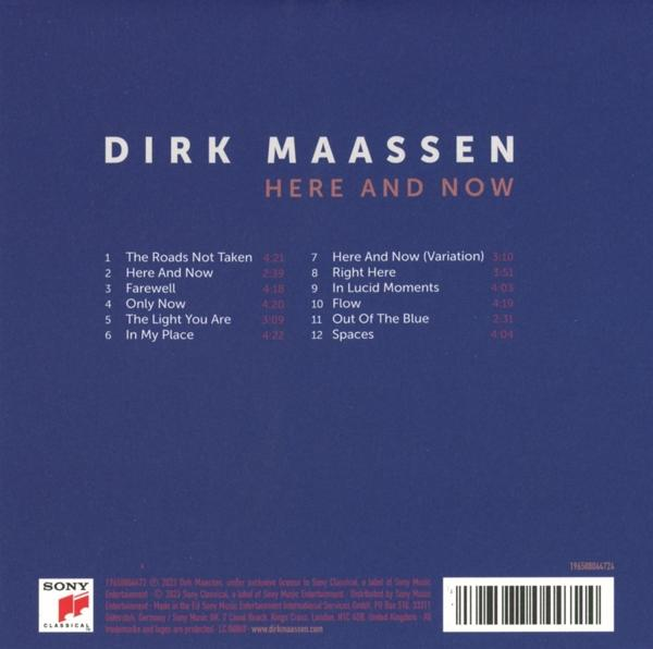 Albumcover mit Text 'Dirk Maassen Here And Now' und Titelliste.