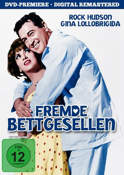 Filmposter für 'Fremde Bettgesellen'. Ein Mann und eine Frau umarmen sich.