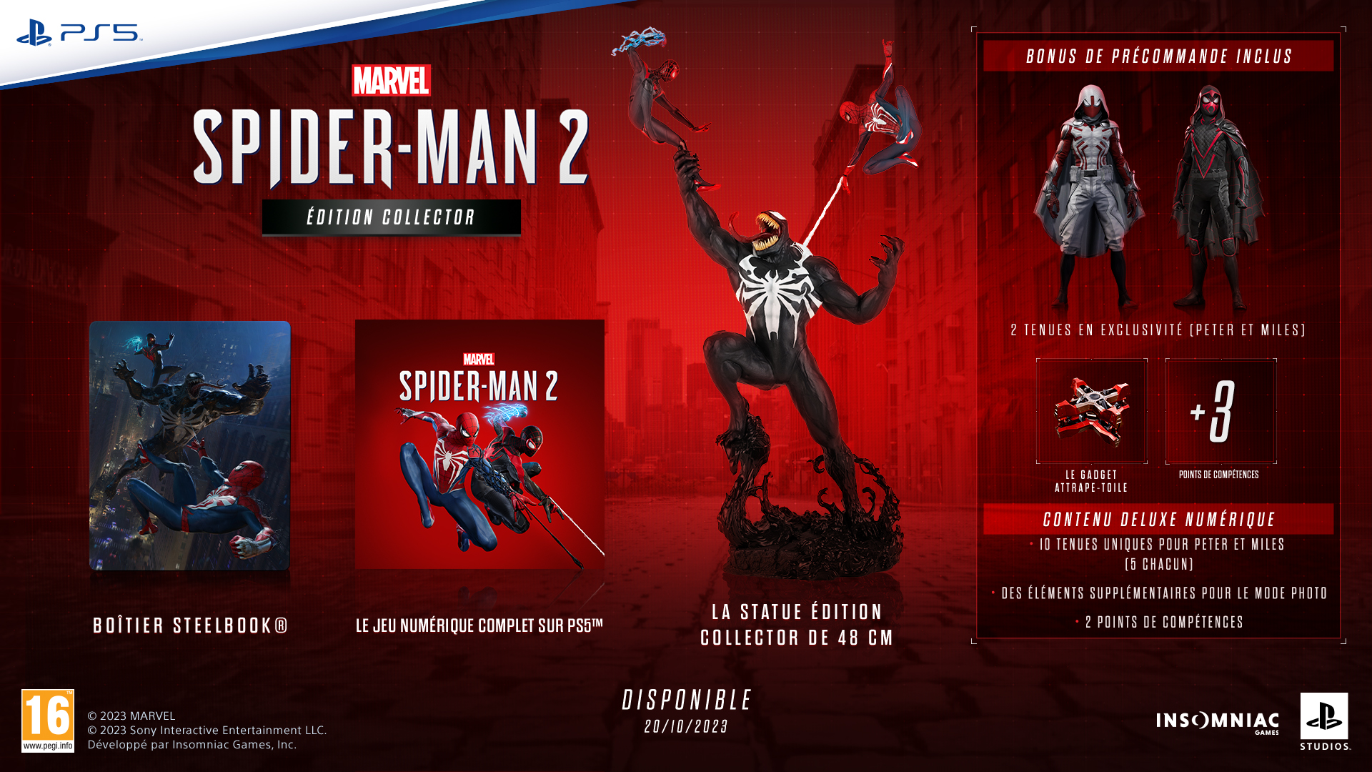 Immagine promozionale dell'edizione da collezione di Spider-Man 2 con figure e dettagli del gioco.
