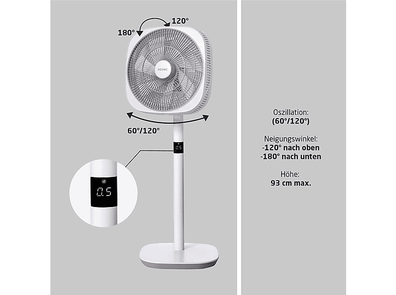 Thumbnail - KOENIC KSF 20823 Silent Standventilator Weiß (20 Watt)