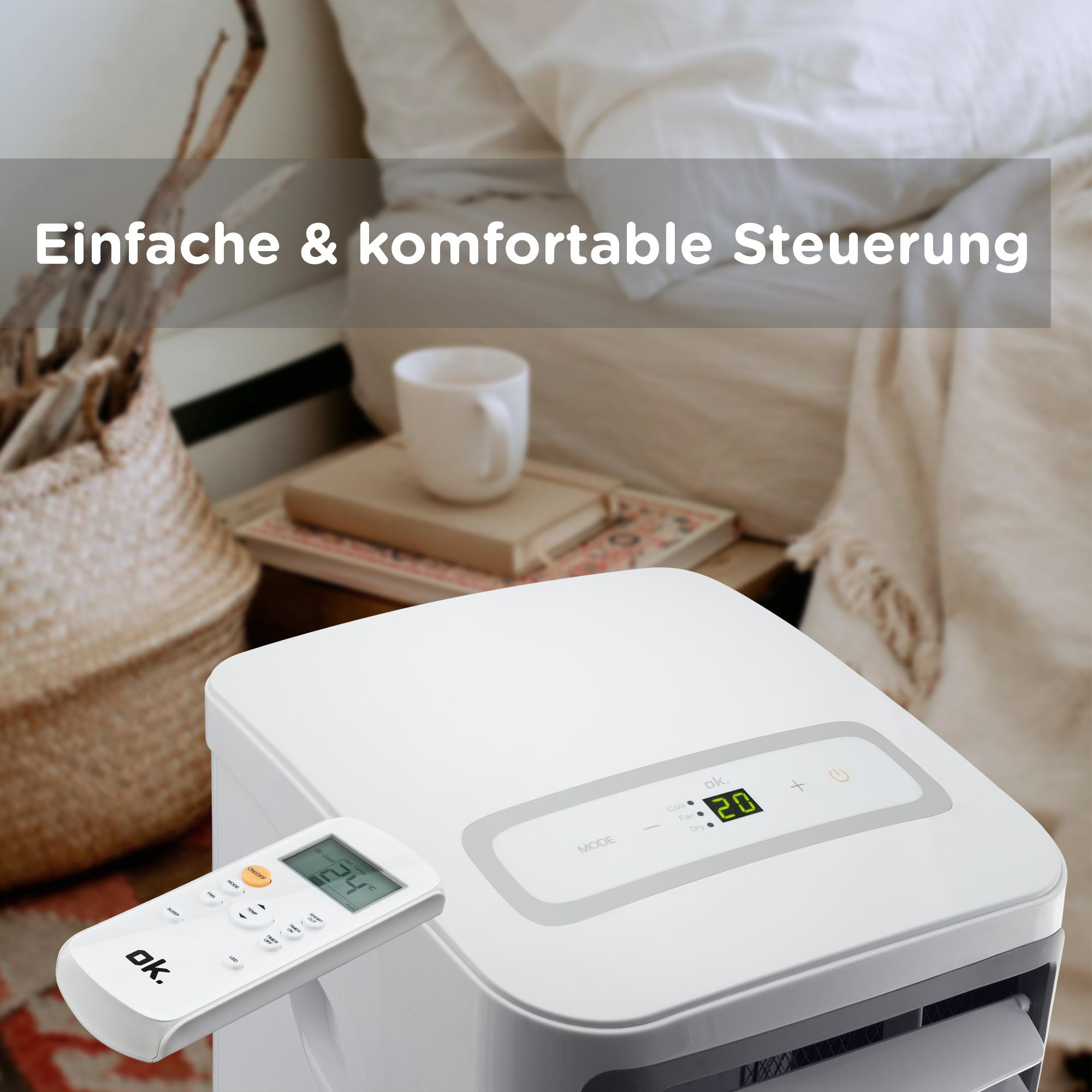 Ein bunter Kühlschrank mit Textüberlagerung.