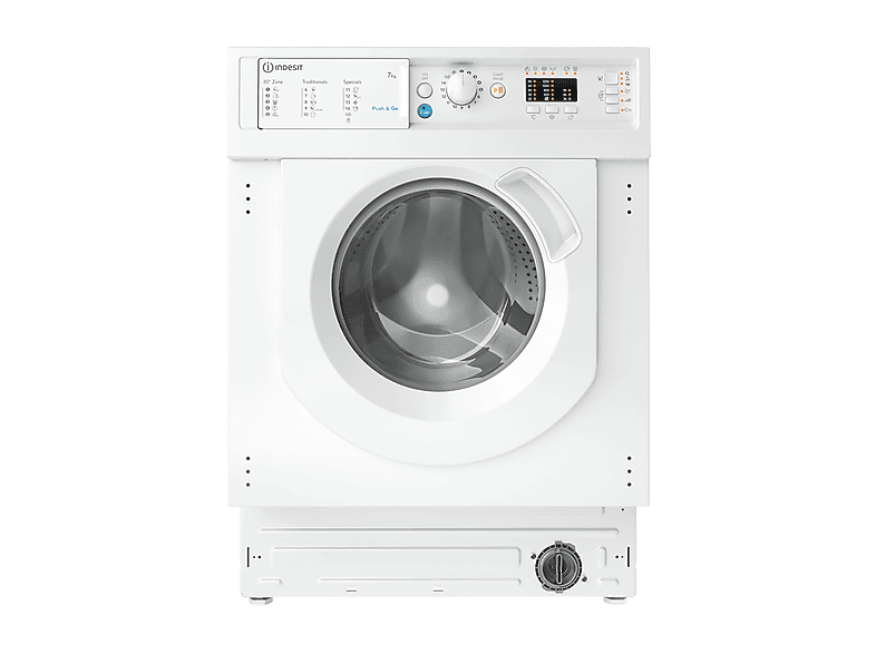 INDESIT BI WMIL 71252 EU N LAVATRICE INCASSO, Caricamento frontale, 7 kg, 16 programmi, Profondità 54,5 cm, Giri 1200 rpm, BIANCO, livello rumorosità centrifuga 71 dB(A), Classe E