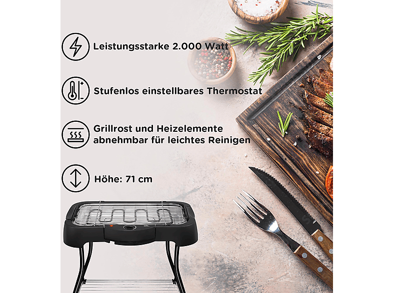 OK. OSG 3210 BBQ Elektrogrill, Schwarz (2000 Watt)