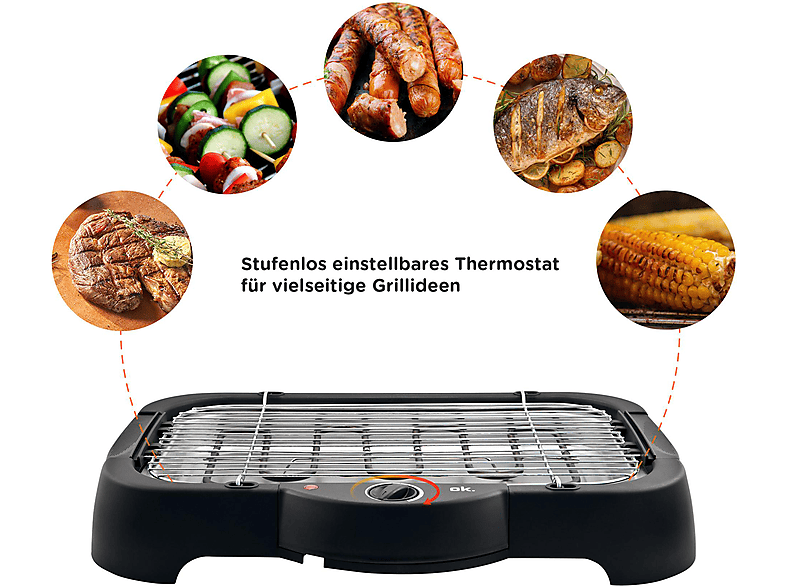 OK. OSG 3210 BBQ Elektrogrill, Schwarz (2000 Watt)