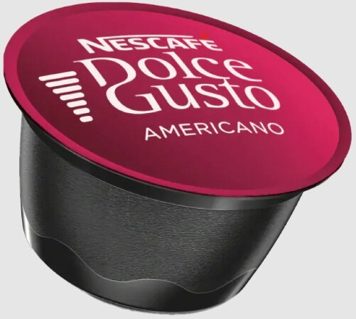 Czerwono-czarna kapsułka do kawy Nescafé Dolce Gusto Americano.