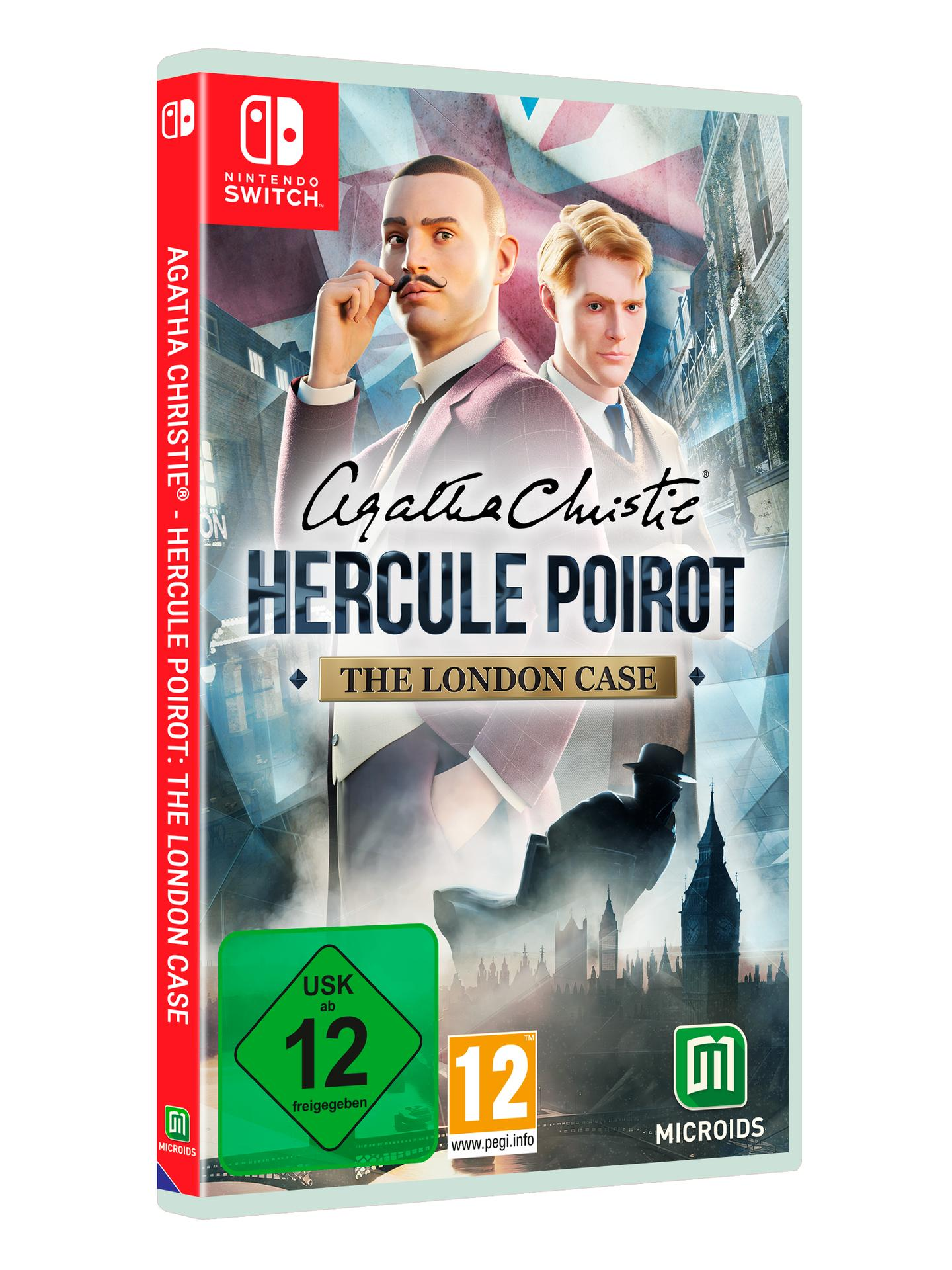 Nintendo Switch-Spielhülle mit Detektiv und Londoner Stadtlandschaft.