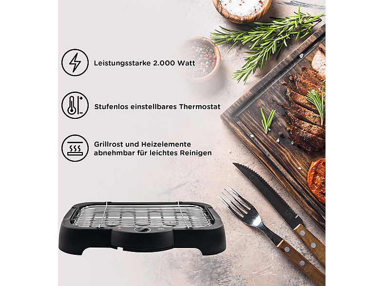 OK. OTG 103 Tischgrill, Schwarz (2000 Watt)