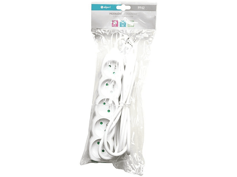 Ptrzedłużacz DPM PP42 5 gniazd/3 m Biały – zdjęcie 2