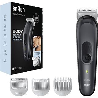 Afeitadora corporal - Braun BodyGroomer 3 BG3340, Para hombres, Peine para zonas sensibles, Autonomía 80 min, Negro