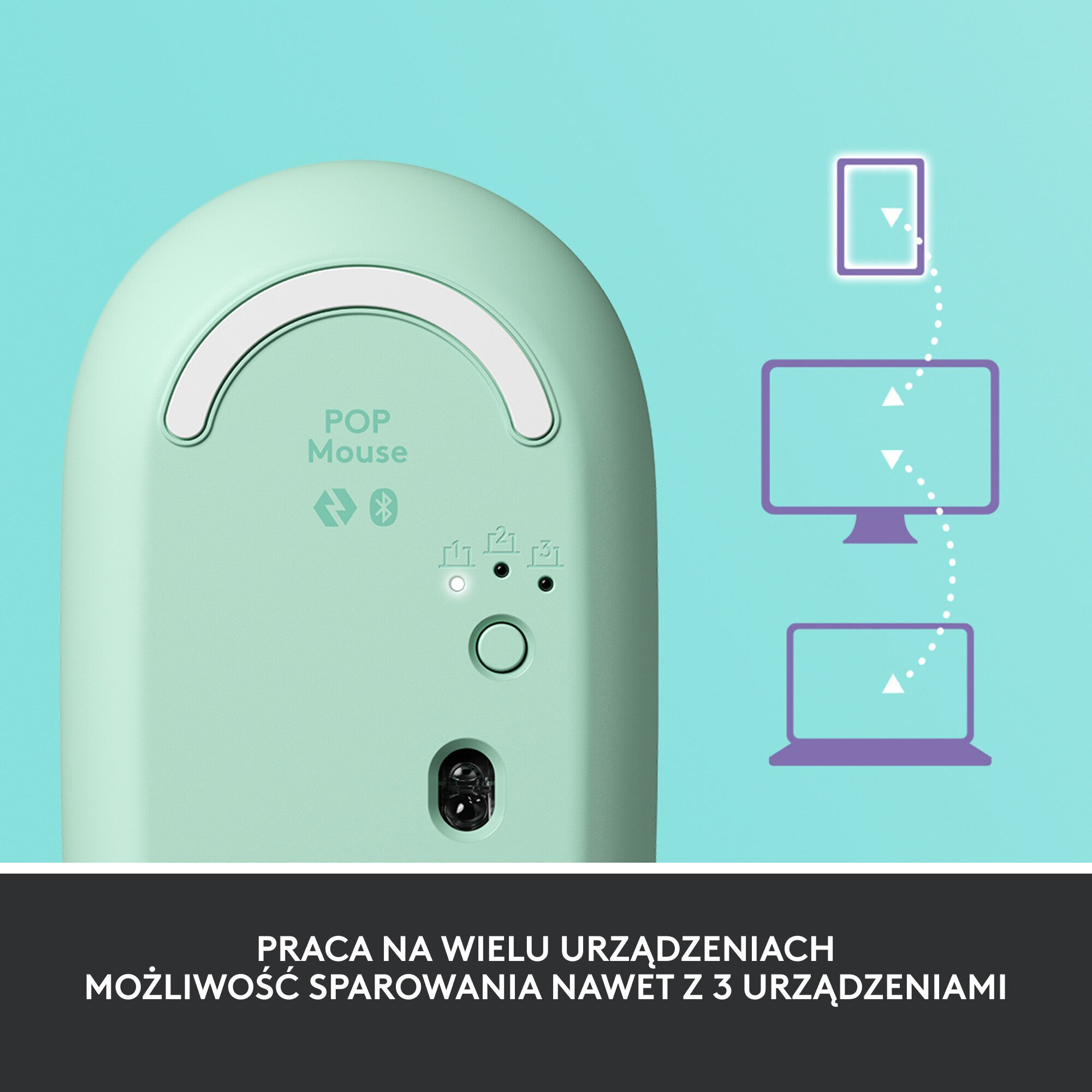 Mysz bezprzewodowa LOGITECH Pop Mouse Fioletowo-miętowy (Daydream) 910-006547