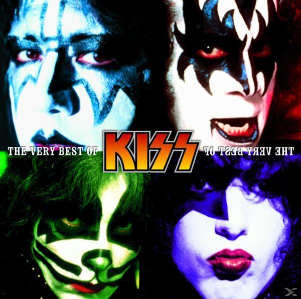 Ein Kiss-Band-Albumcover mit vier Mitgliedern mit Gesichtsbemalung und Bandlogo.