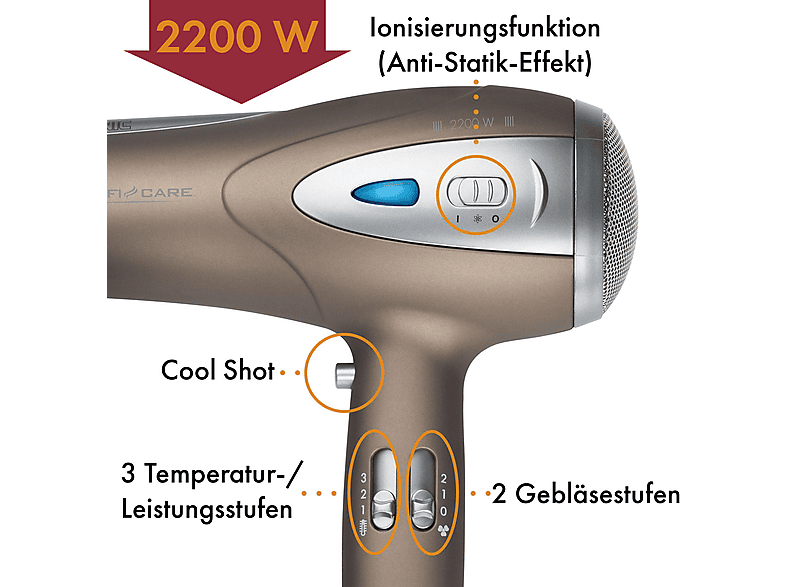 Profi Care PC-HTD 3113 Haarföhn Braun (2200 Watt) — Foto 3 von 5