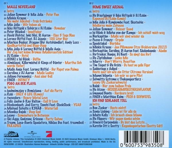 CD-Cover mit einer Trackliste. Das Cover zeigt Text und Farbblöcke für die Songs.
