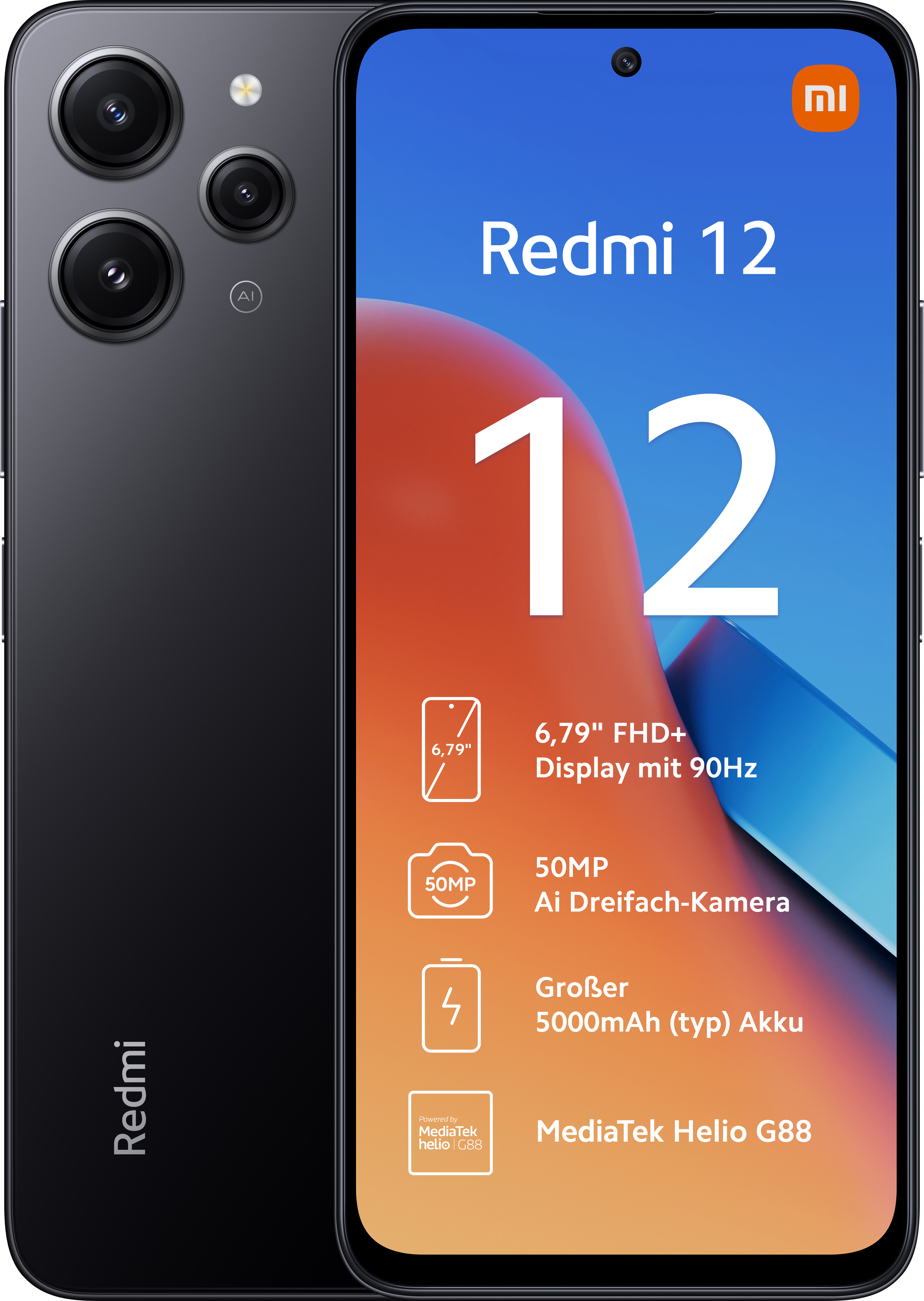 Redmi 12 XIAOMI Black Dual GB SIM Midnight 128