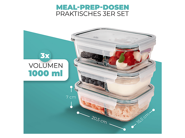 classbach C-FHDM 4021 G 3er Set Glas-Meal Prep Dosen; Frischhaltedosen — Foto 2 von 5