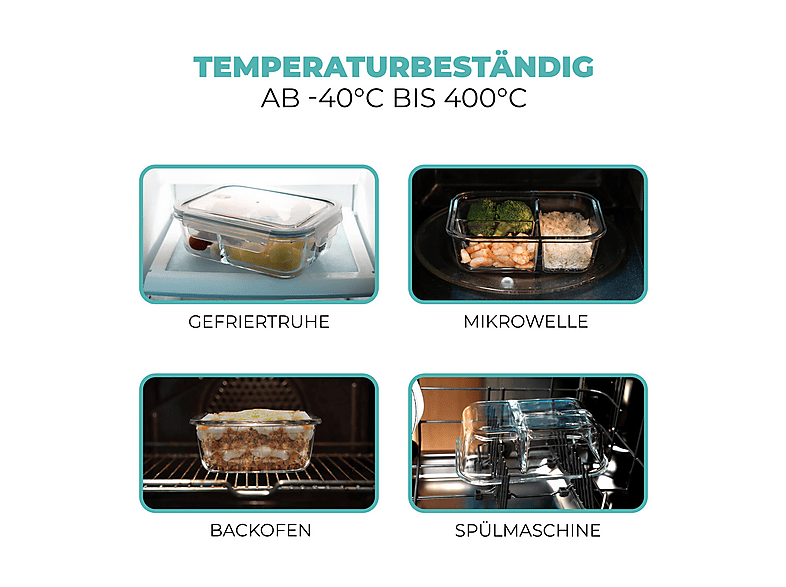 classbach C-FHDM 4021 G 3er Set Glas-Meal Prep Dosen; Frischhaltedosen — Foto 3 von 5