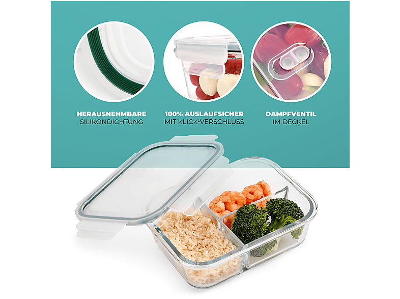 classbach C-FHDM 4021 G 3er Set Glas-Meal Prep Dosen; Frischhaltedosen — Foto 5 von 5