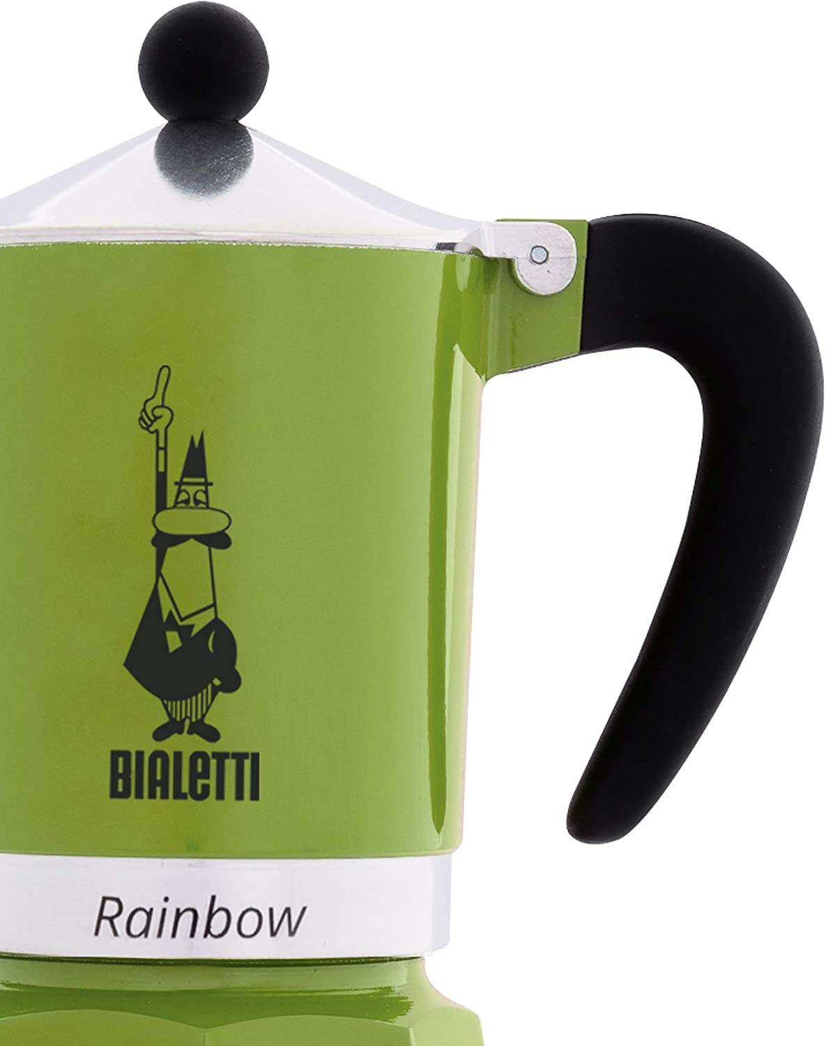 Egy zöld Bialetti Rainbow kávéfőző.