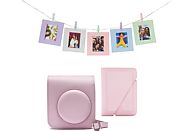 Accesorio cámara instantánea - Fujifilm Kit Instax Mini 12, Funda, 10 sobres, Cuerda,  Rosa