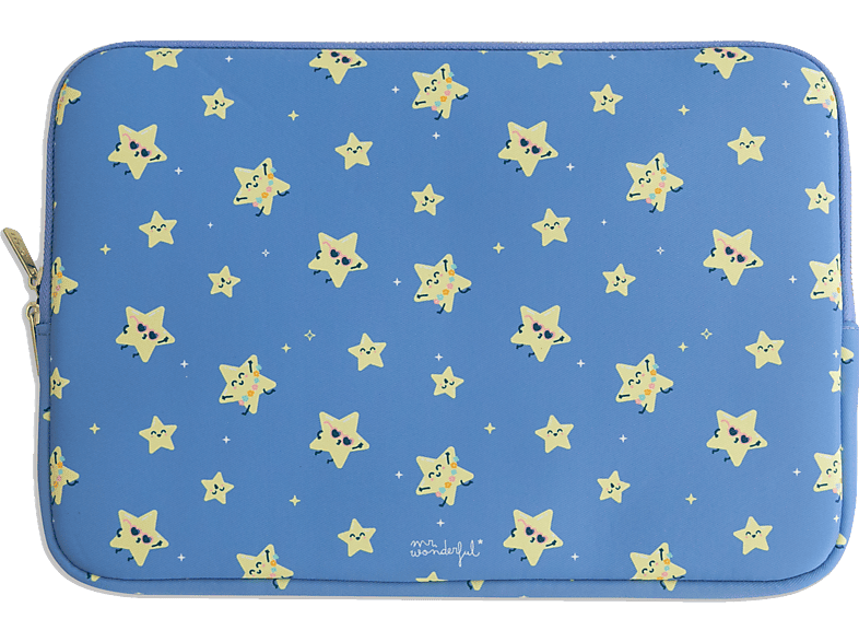 Funda portátil - Mr Wonderful Estrellas, Para portátiles de 14 ", Neopreno, Acolchado, Azul