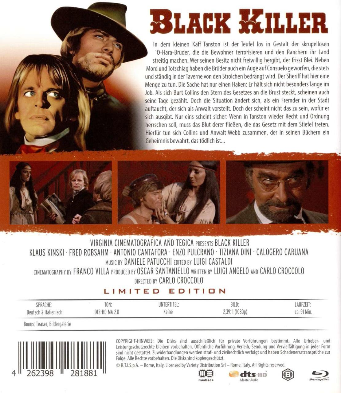 Filmposter für 'Black Killer' mit Schauspielern und Filmdetails auf Deutsch.