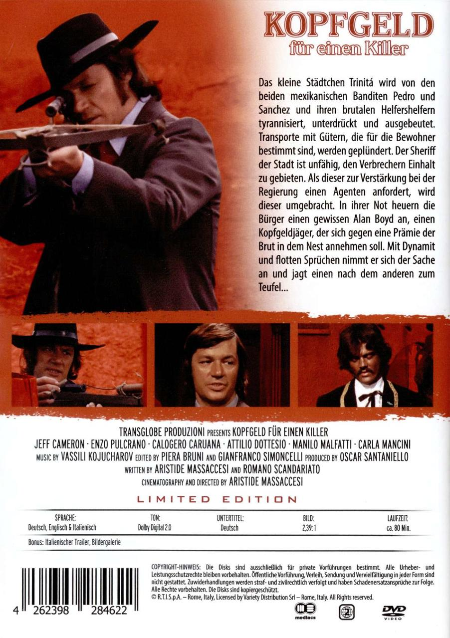 Filmcover: Mann mit Gewehr, Bilder und Text.