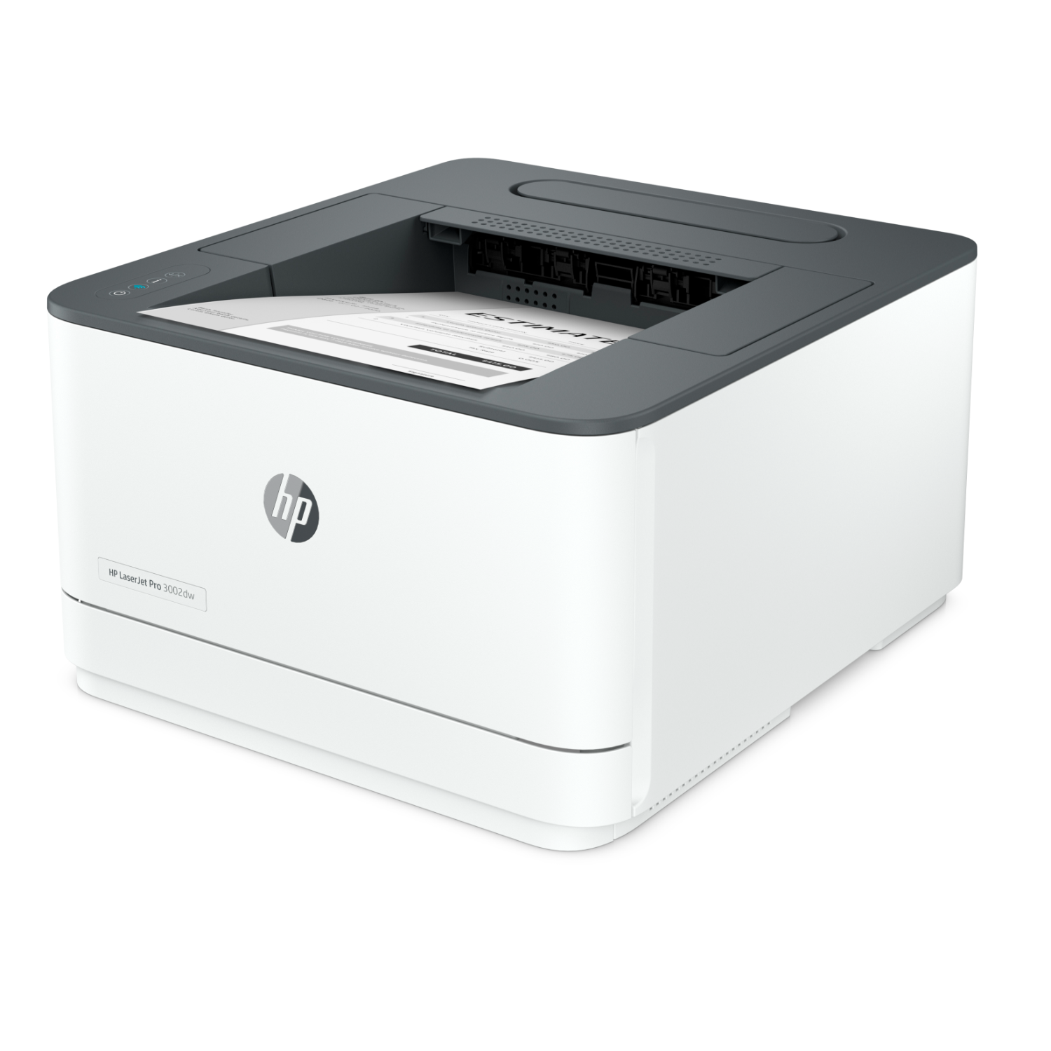 Witte HP Laser Jet Pro 3502dw printer op witte achtergrond.