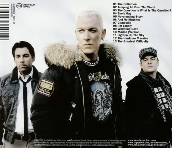 Albumcover mit drei Männern, einem Titel und einer Titelliste. Weißhaariger Mann in der Mitte.