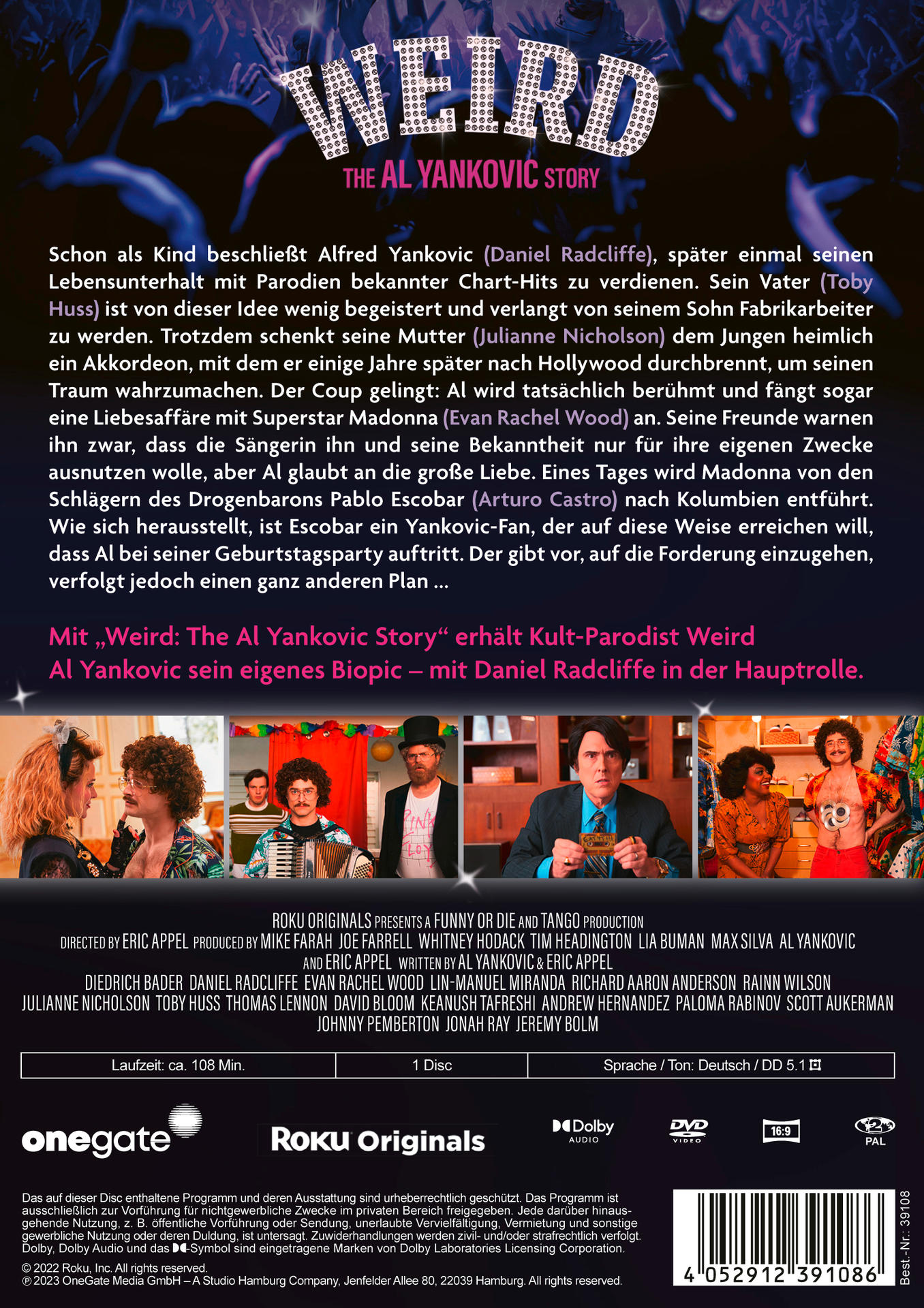 Filmcover für den Film Weird: The Al Yankovic Story, mit Schauspielern und Text.
