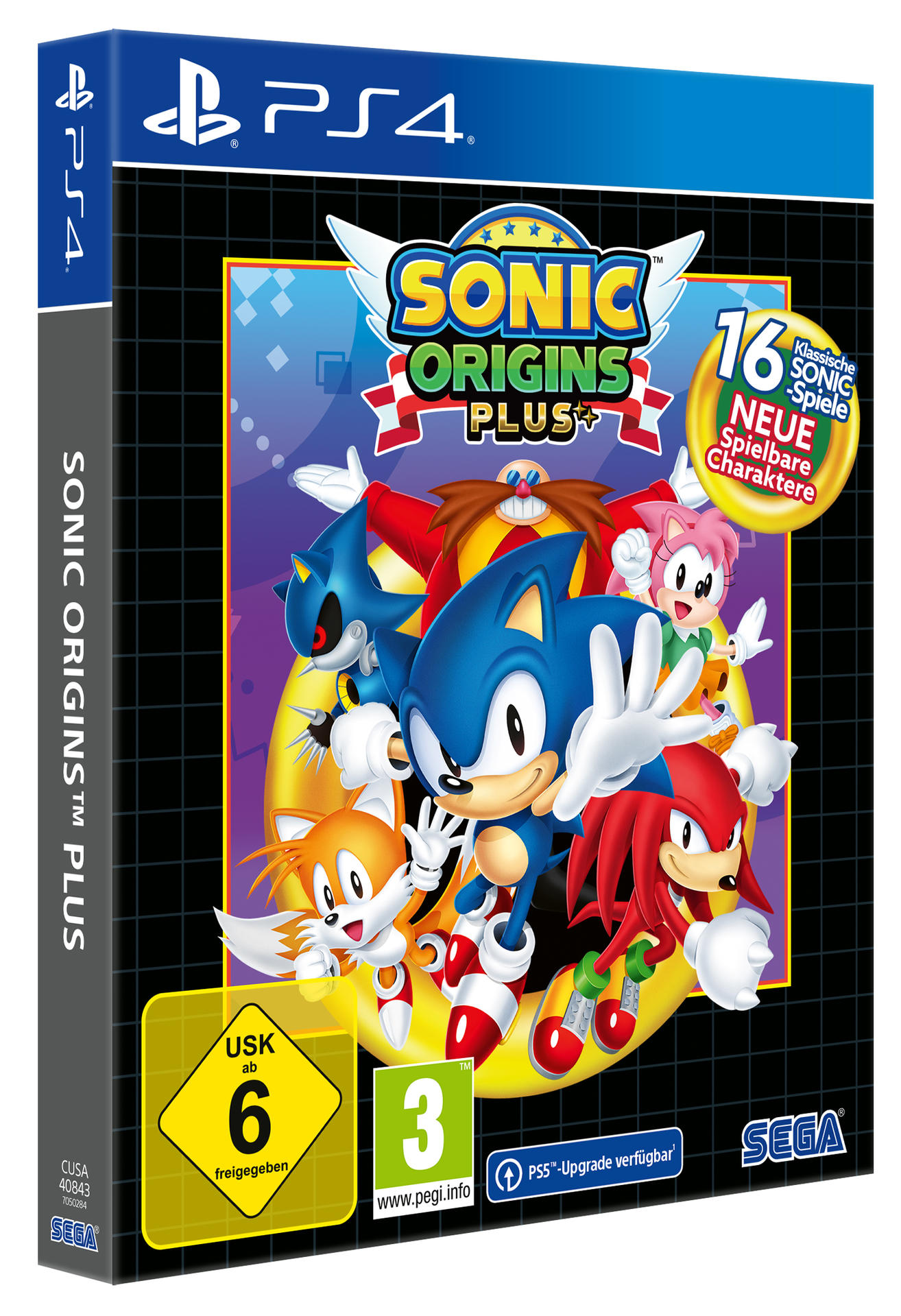 Spielbox mit Sonic the Hedgehog-Charakteren, betitelt 'Sonic Origins Plus'.