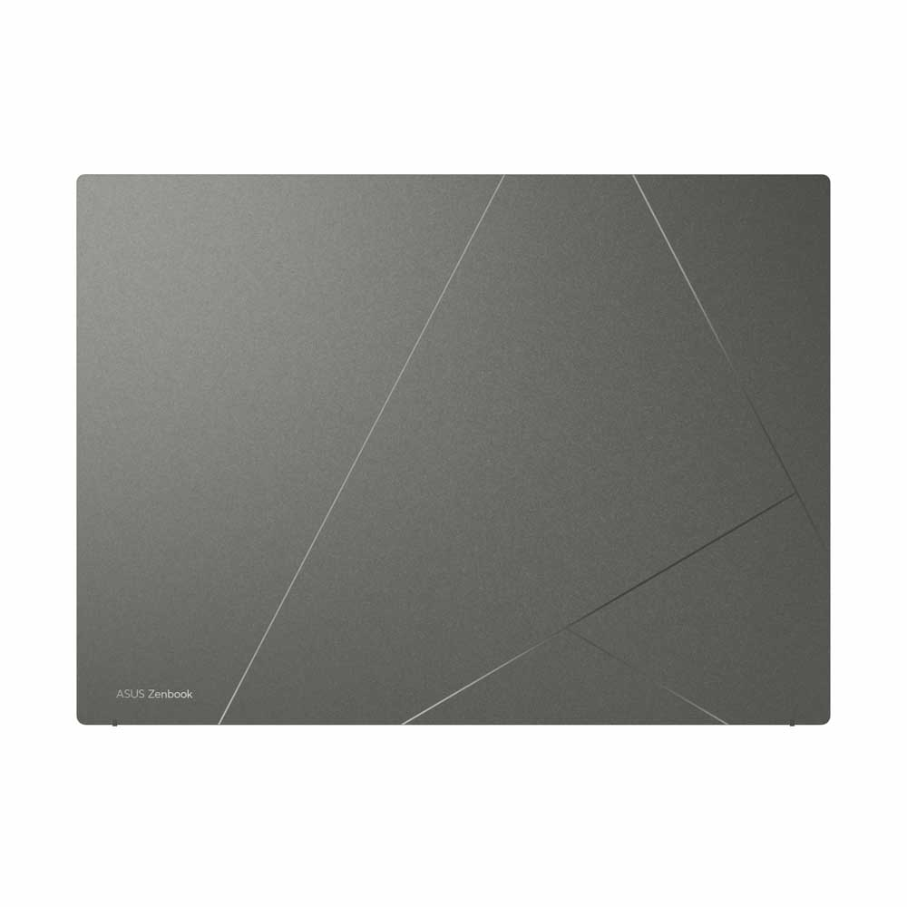 Gri ASUS Zenbook dizüstü bilgisayar, üstten görünüm.