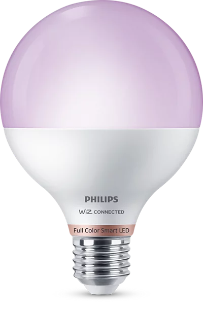 Philips Wiz okos LED izzó. A teteje rózsaszín, az alja fehér.