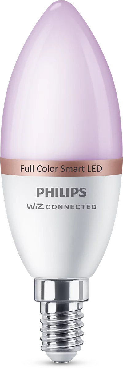 Fehér és rózsaszín okos LED izzó, szöveggel: Full Color Smart LED és PHILIPS.